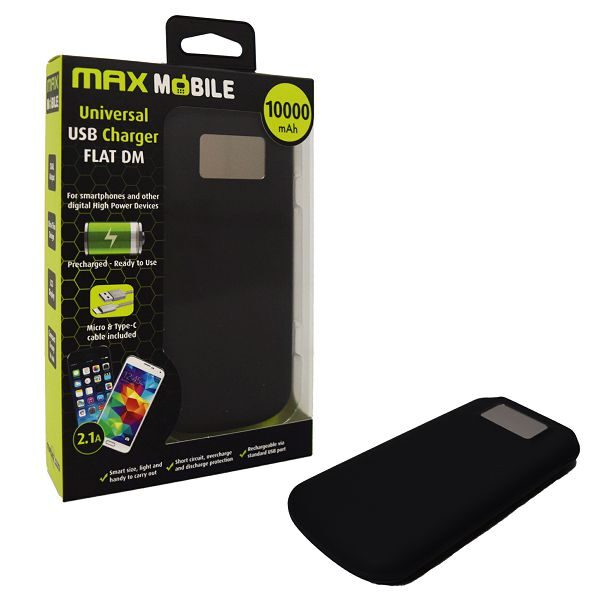 MaxMobile Power Bank Flat DM 10000mAH LCD Dual USB 2 1