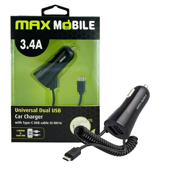 Adapter 12V>2xUSB 3 4A + MicroUSB MaxMobile CC D016 bk