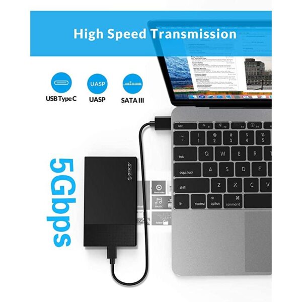 Orico 2526C3 BK 2 5" Type C Portable Hard Drive Enclosure