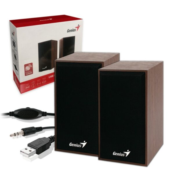 Genius SP HF180 USB Wooden Stereo Speakers Wood